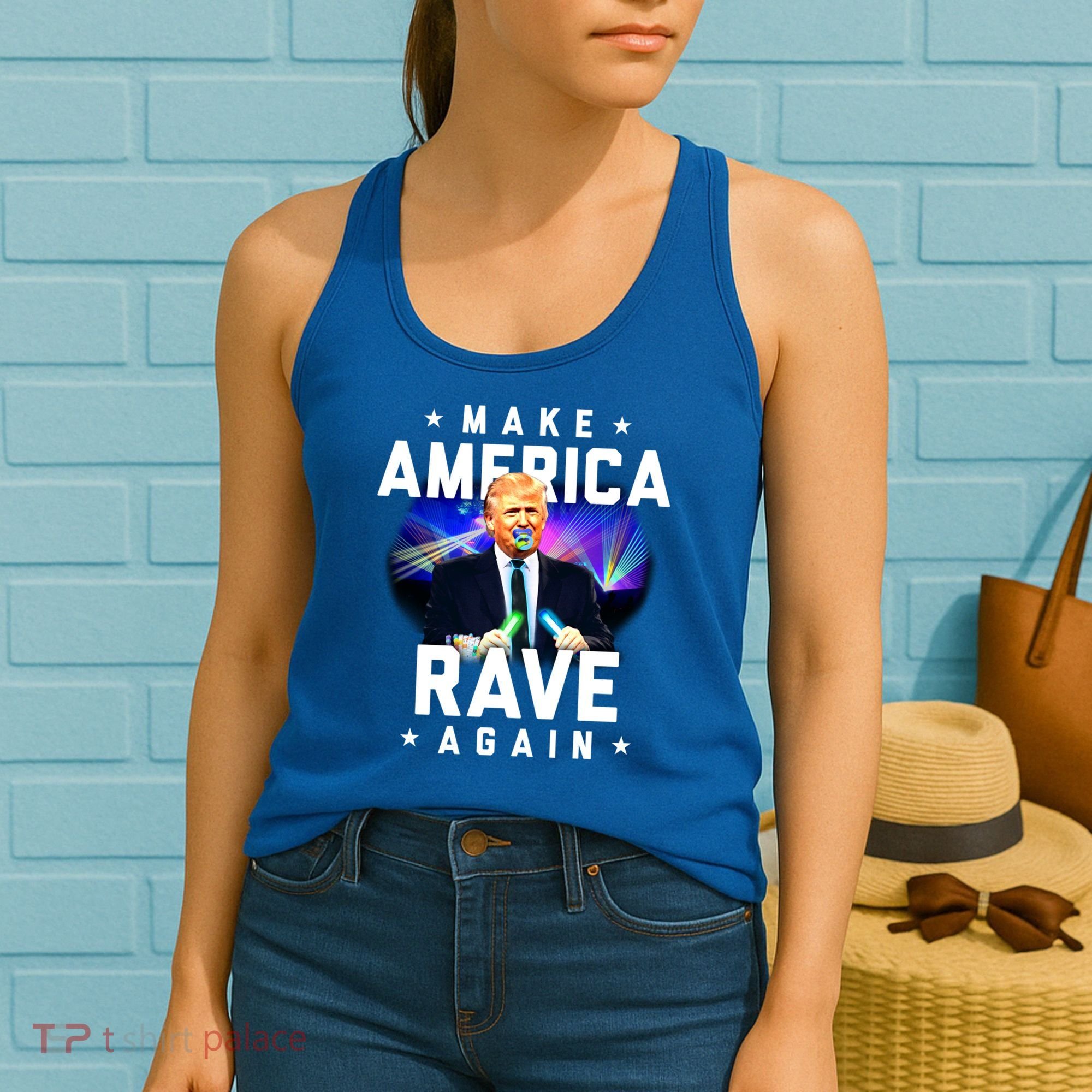 Make America Rave Again Funny Trump Festival Gift Women's Tank Top