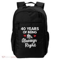Mr Always Right 40th Wedding Anniversary Gift For Husband Funny Gift Backpack thumb 0