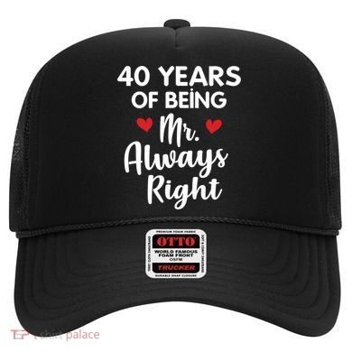 Mr Always Right 40th Wedding Anniversary Gift For Husband Funny Gift Hat