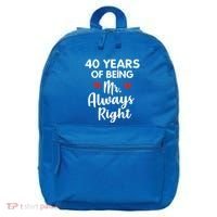 Mr Always Right 40th Wedding Anniversary Gift For Husband Funny Gift 16 in Basic Backpack thumb 0