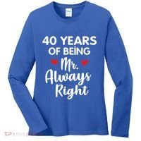 Mr Always Right 40th Wedding Anniversary Gift For Husband Funny Gift Women's Long Sleeve Shirt thumb 0