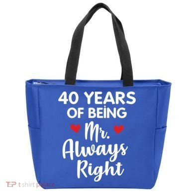 Mr Always Right 40th Wedding Anniversary Gift For Husband Funny Gift Tote Bag