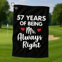 Mr Always Right 57th Wedding Anniversary Gift For Husband Gift Golf Towel thumb 1