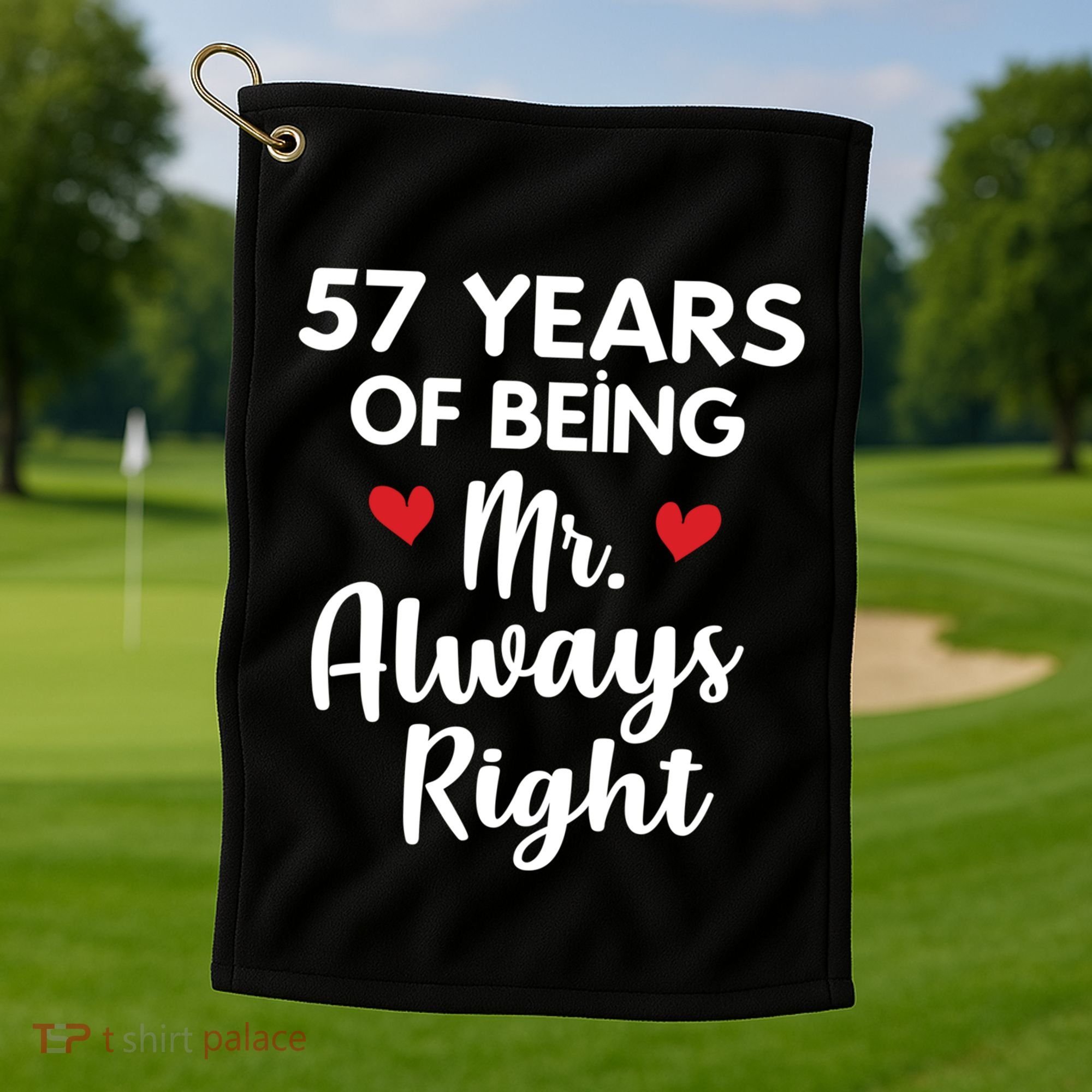 Mr Always Right 57th Wedding Anniversary Gift For Husband Gift Golf Towel