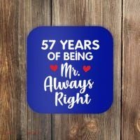 Mr Always Right 57th Wedding Anniversary Gift For Husband Gift Coaster thumb 0
