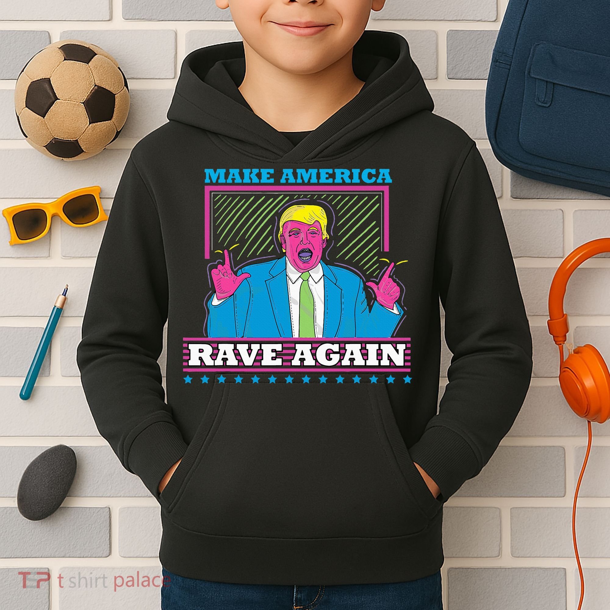 Make America Rave Again Funny Trump Edm Kids Hoodie