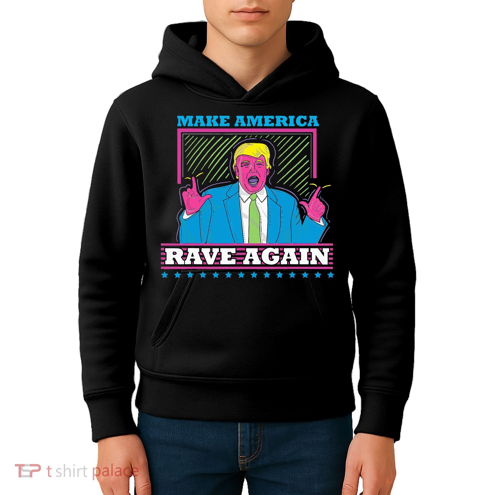 Make America Rave Again Funny Trump Edm Kids Hoodie