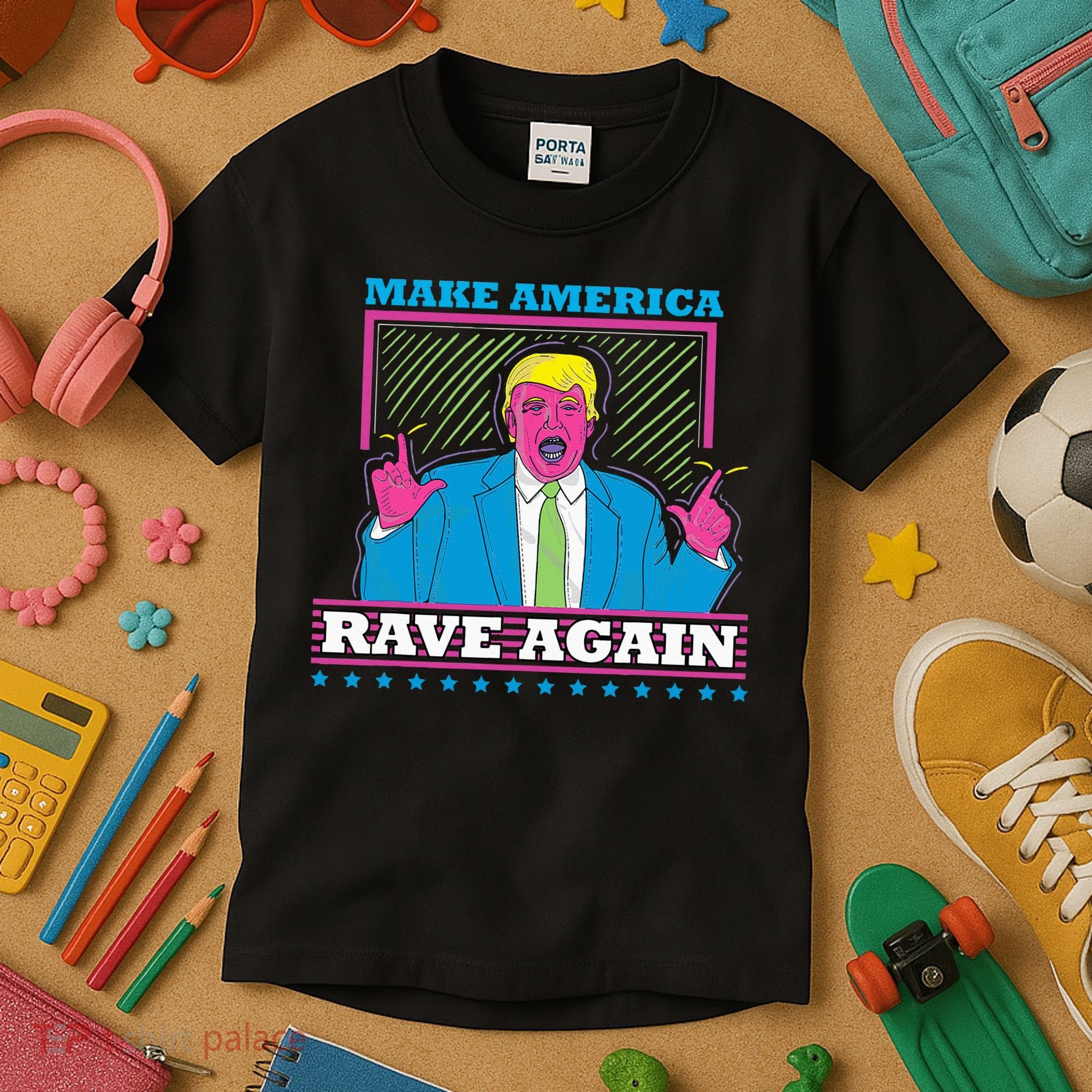 Make America Rave Again Funny Trump Edm Kids T-Shirt
