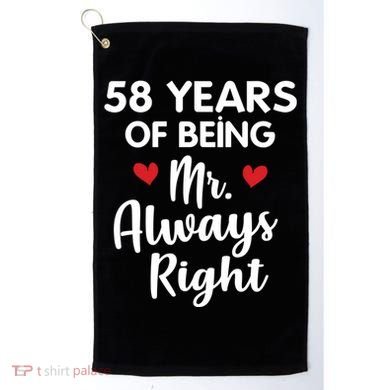 Mr Always Right 58th Wedding Anniversary Gift For Husband Gift Golf Towel