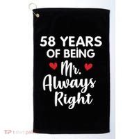 Mr Always Right 58th Wedding Anniversary Gift For Husband Gift Golf Towel thumb 0