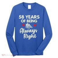 Mr Always Right 58th Wedding Anniversary Gift For Husband Gift Long Sleeve Shirt thumb 0