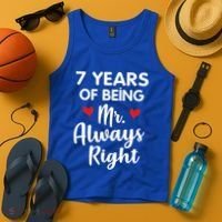 Mr Always Right 7th Wedding Anniversary Gift For Husband Cool Gift Tank Top thumb 4
