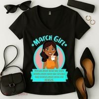 March Birthday Girl Knows More Than You Realize Women's V-Neck T-Shirt thumb 2