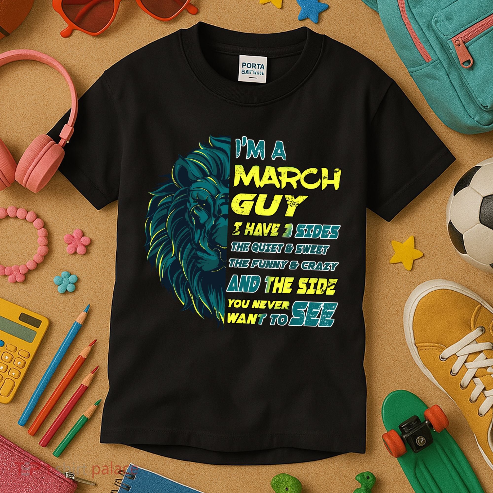 March Birthday Guy Has 3 Sides Sweet Funny Crazy  Kids T-Shirt