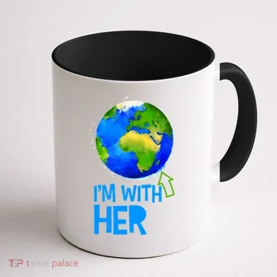 March For Science I'm With Her Earth Globe Scientists Coffee Mug back