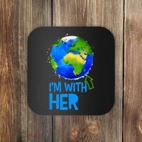 March For Science I'm With Her Earth Globe Scientists Coaster thumb 0