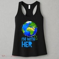 March For Science I'm With Her Earth Globe Scientists Women's Tank Top thumb 3