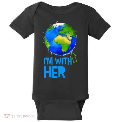 March For Science I'm With Her Earth Globe Scientists Baby Bodysuit
