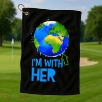 March For Science I'm With Her Earth Globe Scientists Golf Towel thumb 1