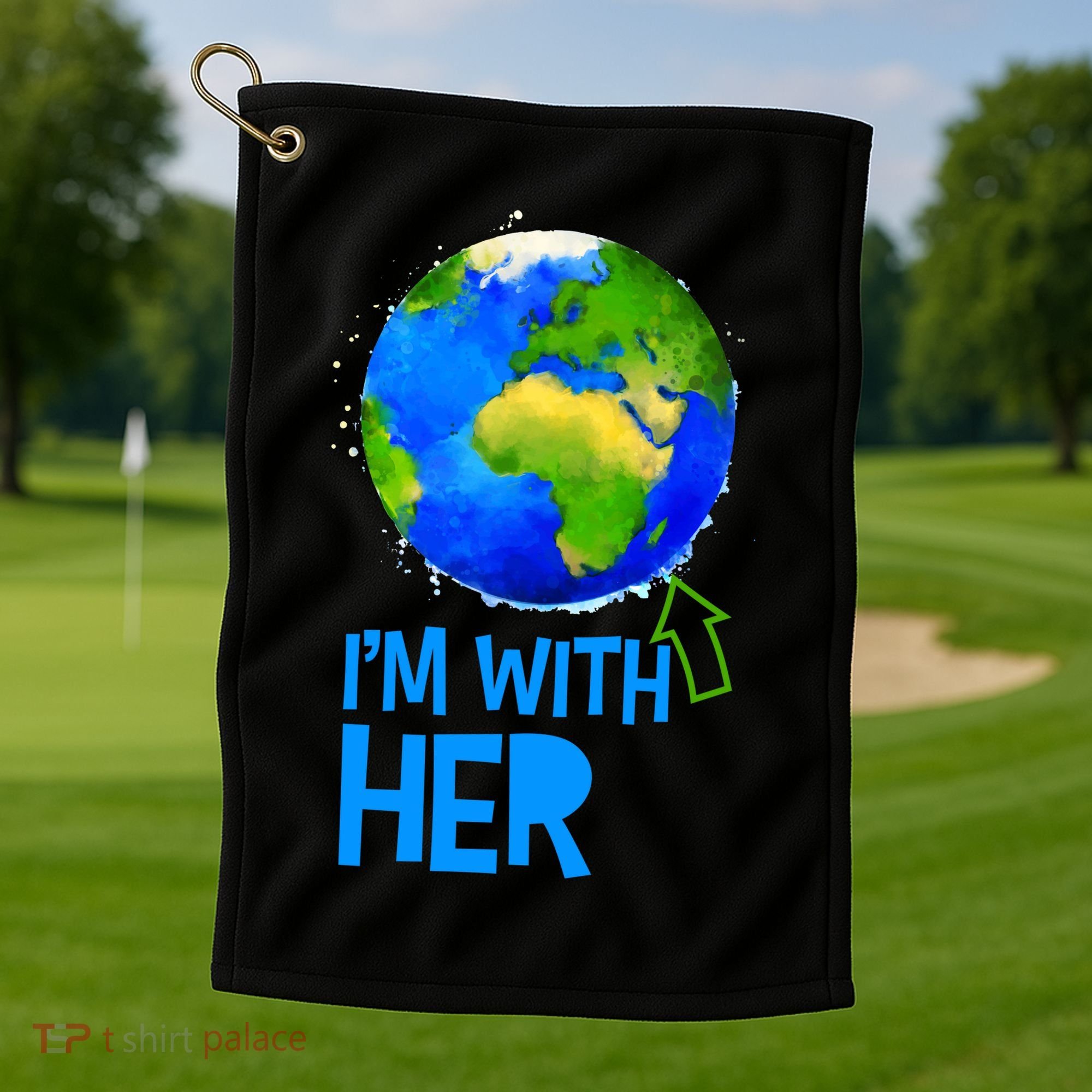 March For Science I'm With Her Earth Globe Scientists Golf Towel