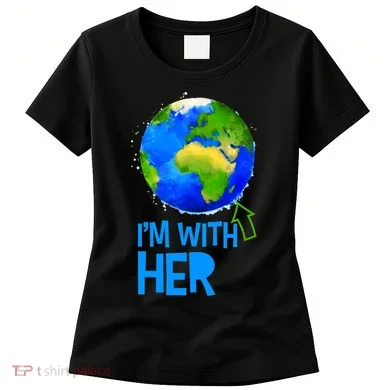 March For Science I'm With Her Earth Globe Scientists Women's T-Shirt
