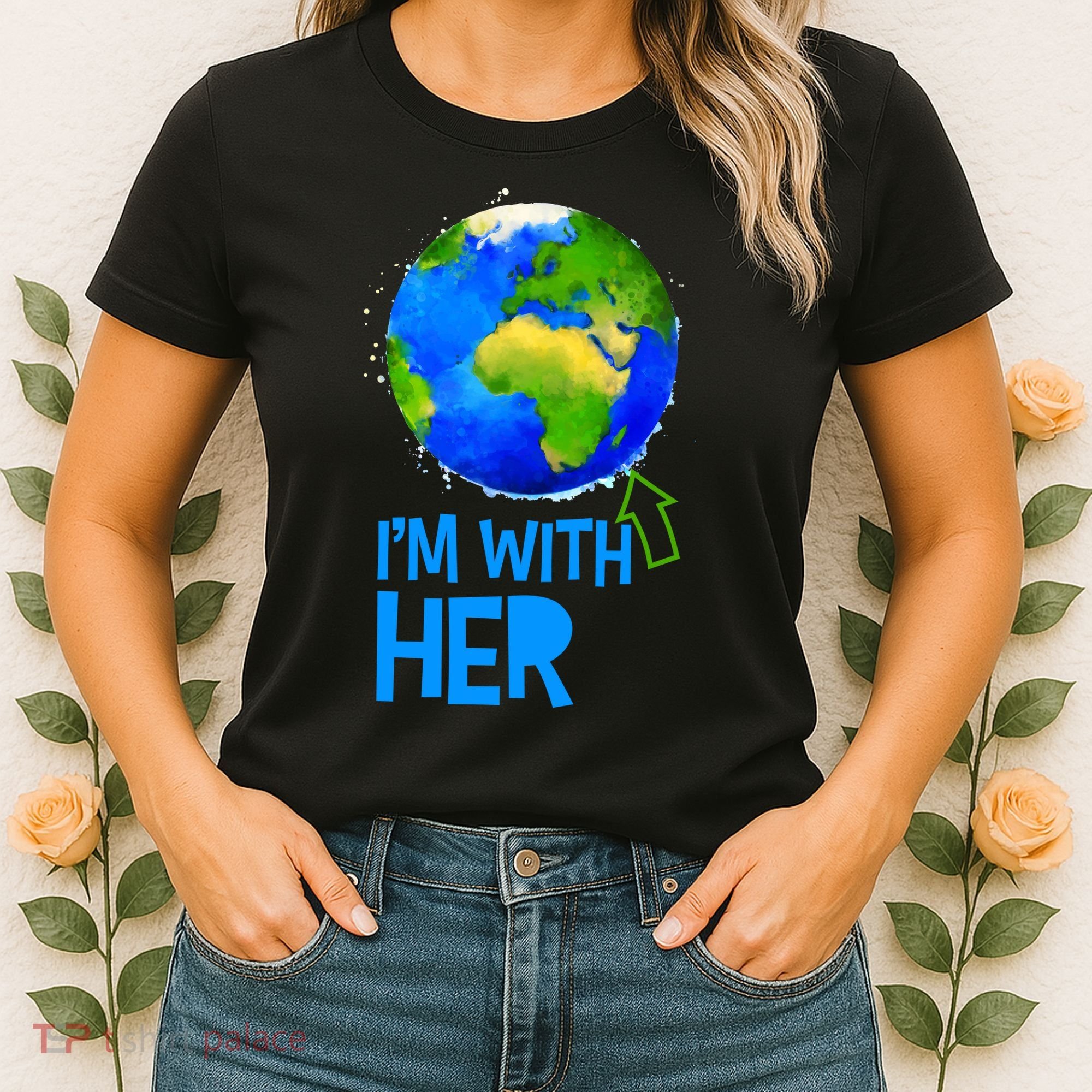 March For Science I'm With Her Earth Globe Scientists Women's T-Shirt