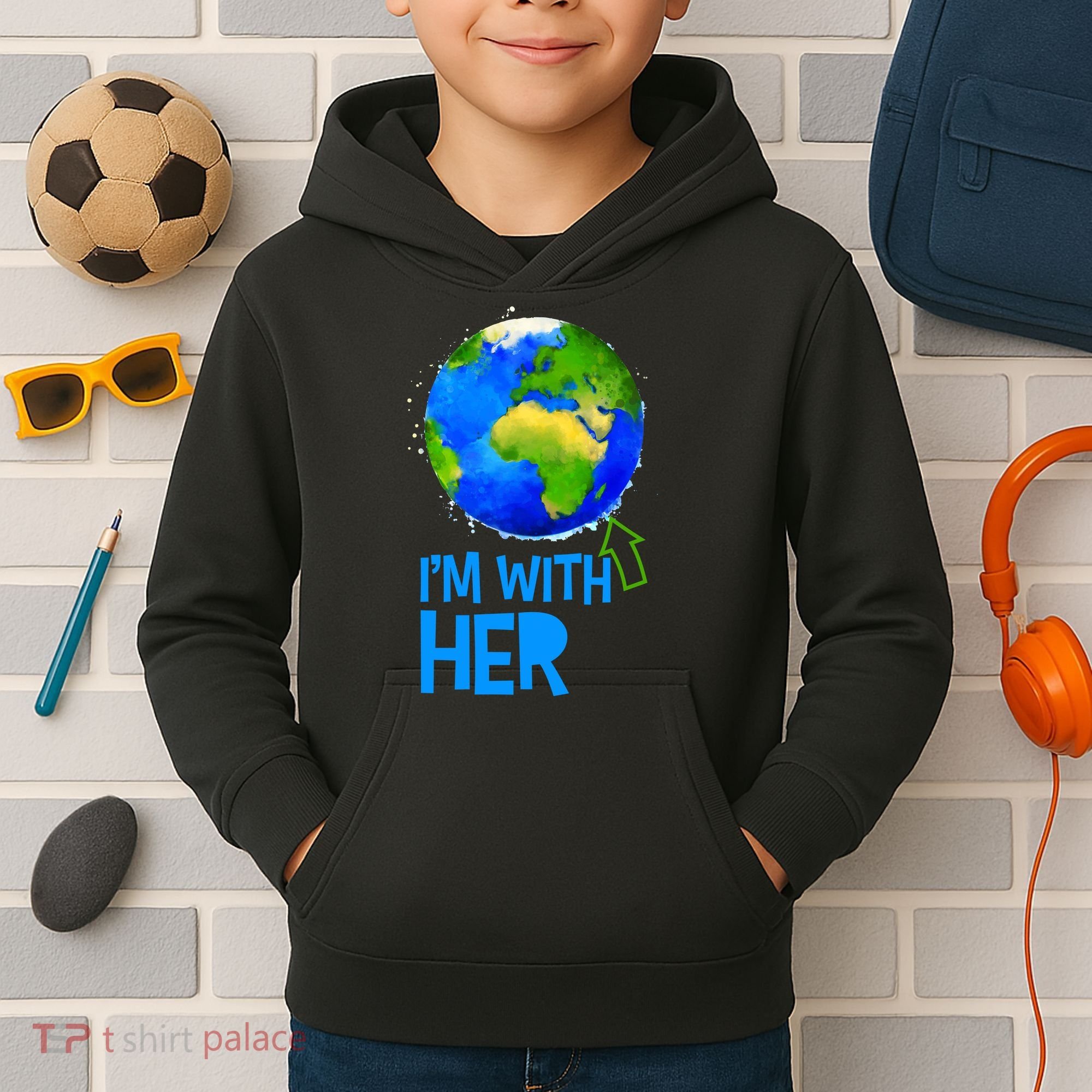 March For Science I'm With Her Earth Globe Scientists Kids Hoodie
