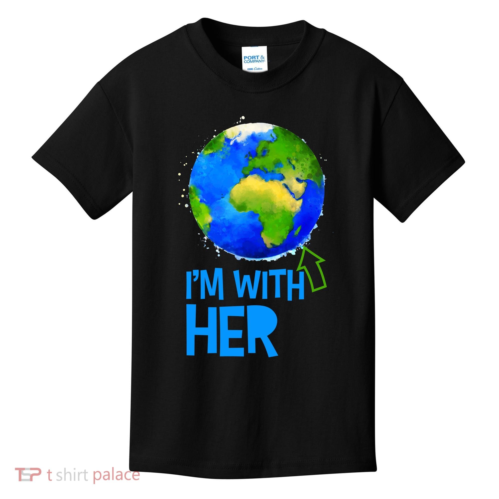 March For Science I'm With Her Earth Globe Scientists Kids T-Shirt