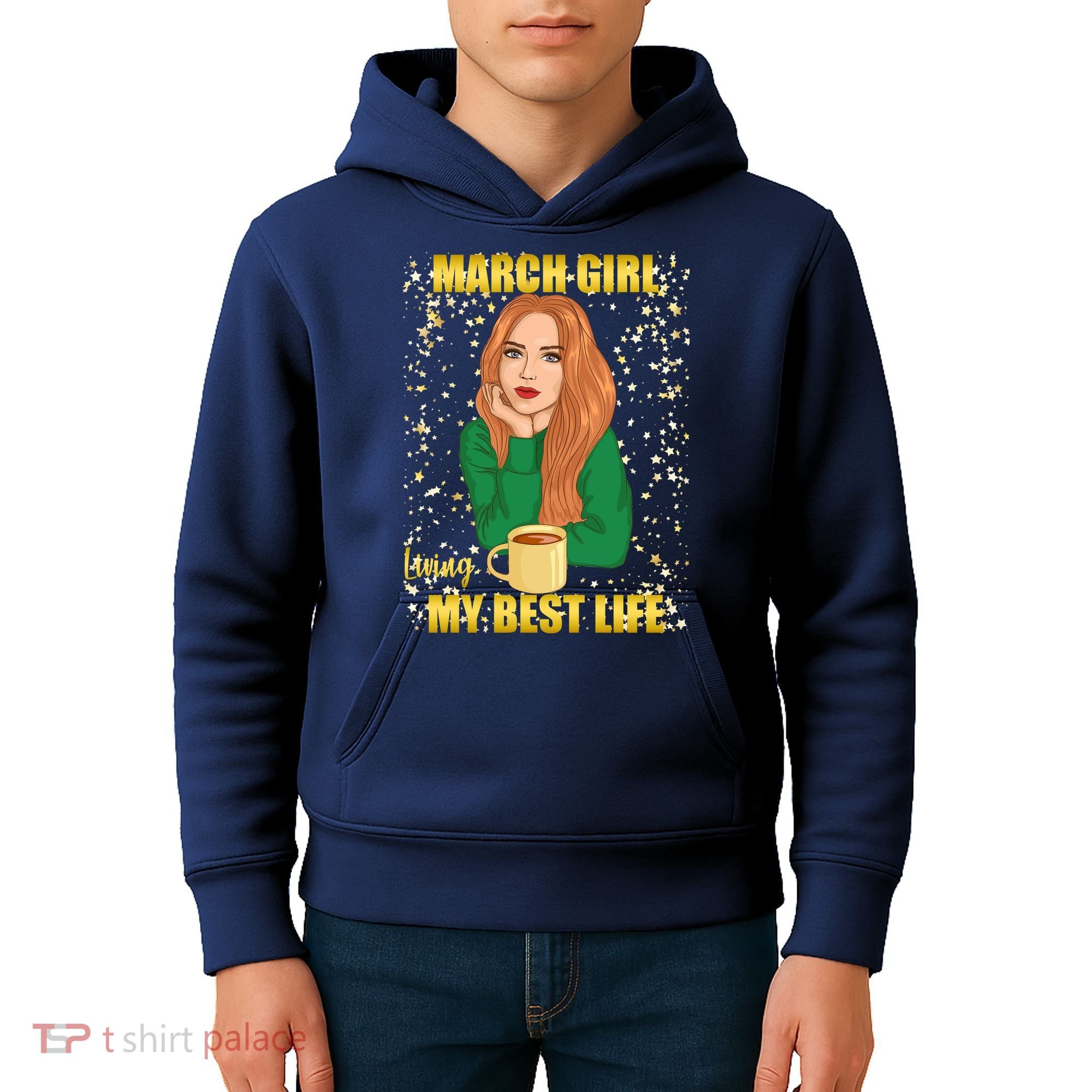March Girl Living My Best Life Kids Hoodie