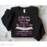 March Girl Sweet But Crazy Funny Birthday Sweatshirt thumb 2