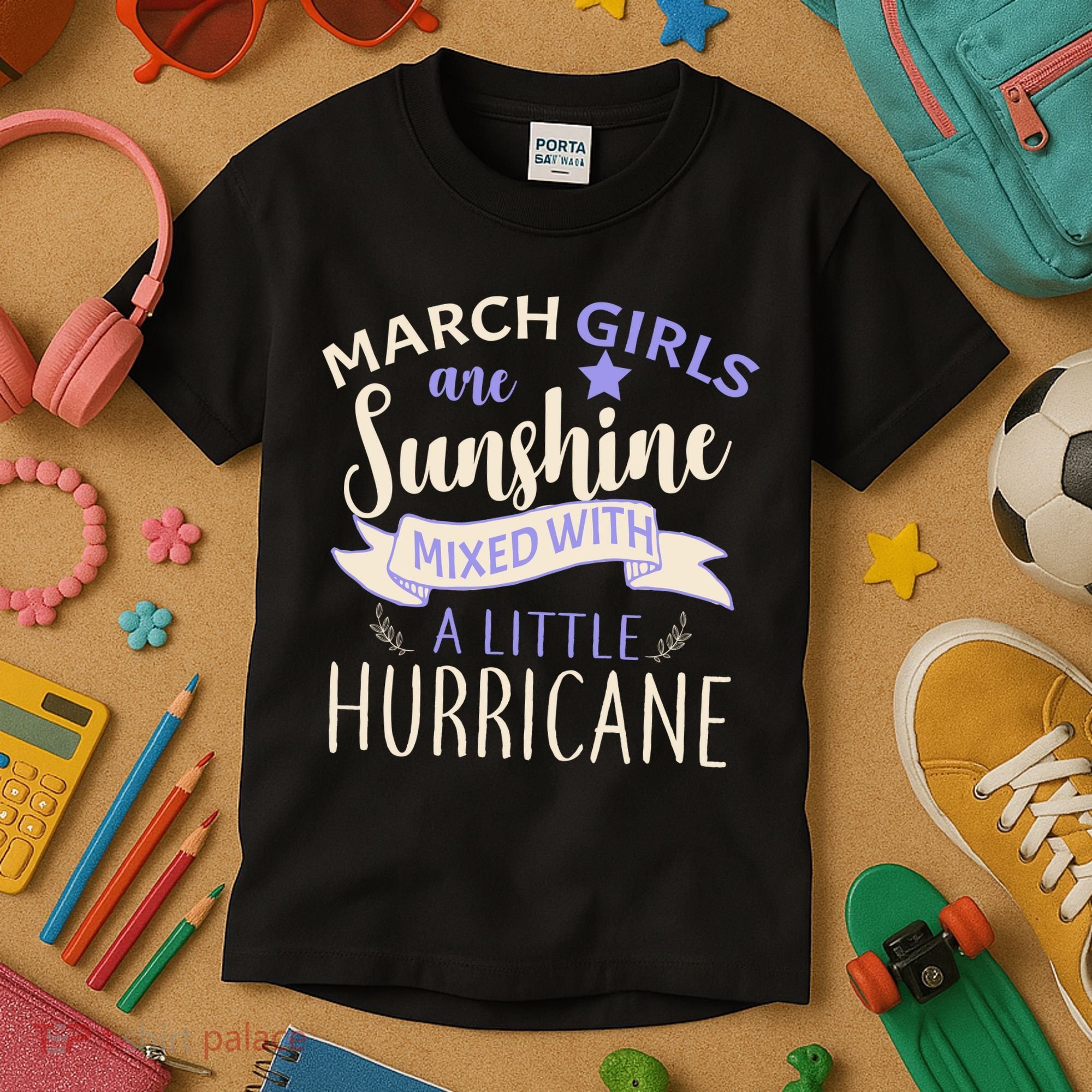 March Girls Are Sunshine Mixed With Hurricane Kids T-Shirt
