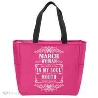 March Woman Funny Birthday Tote Bag thumb 0