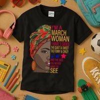 March Woman I Have 3 Sides You Never Want To See Kids T-Shirt thumb 3