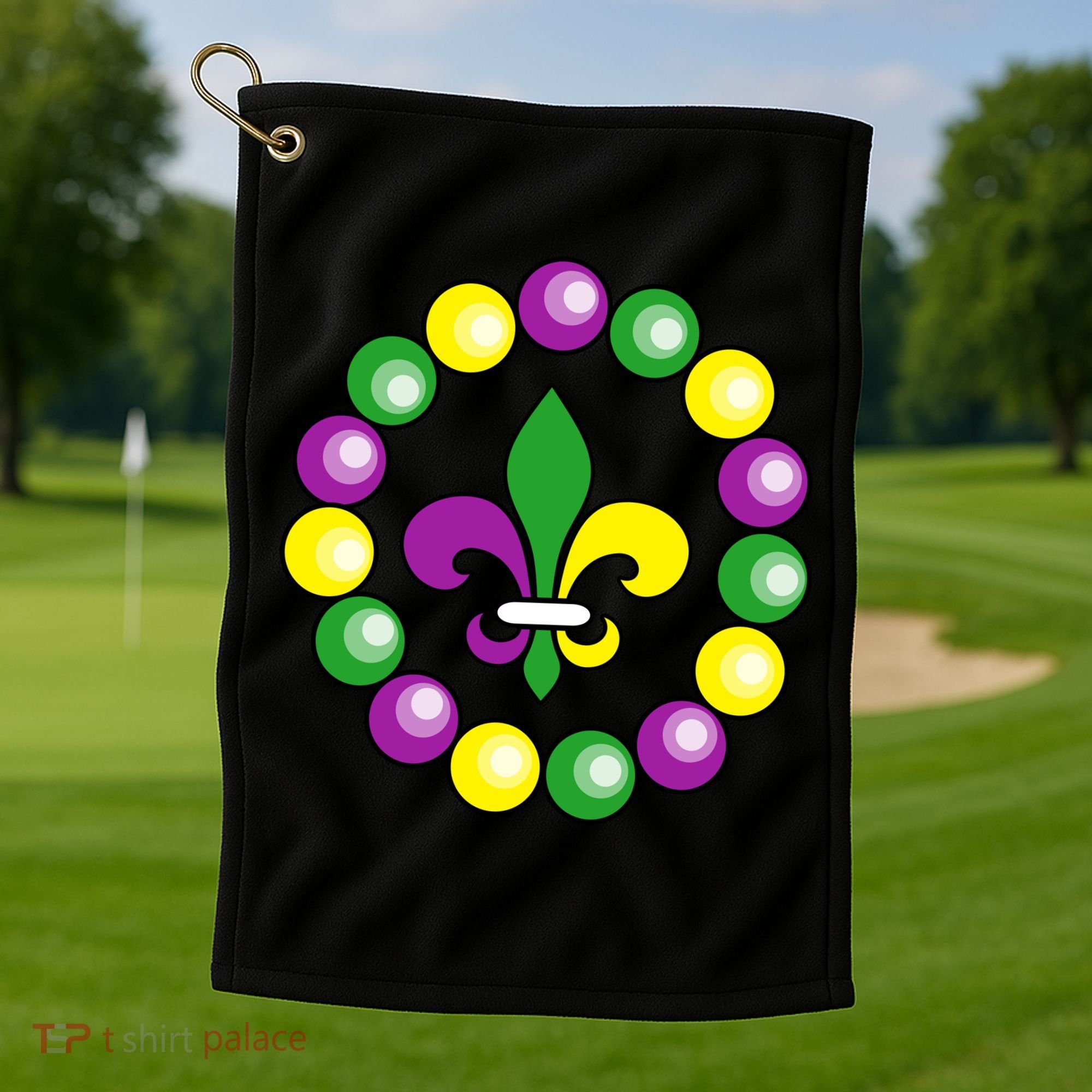 Mardi Gras Beads Golf Towel