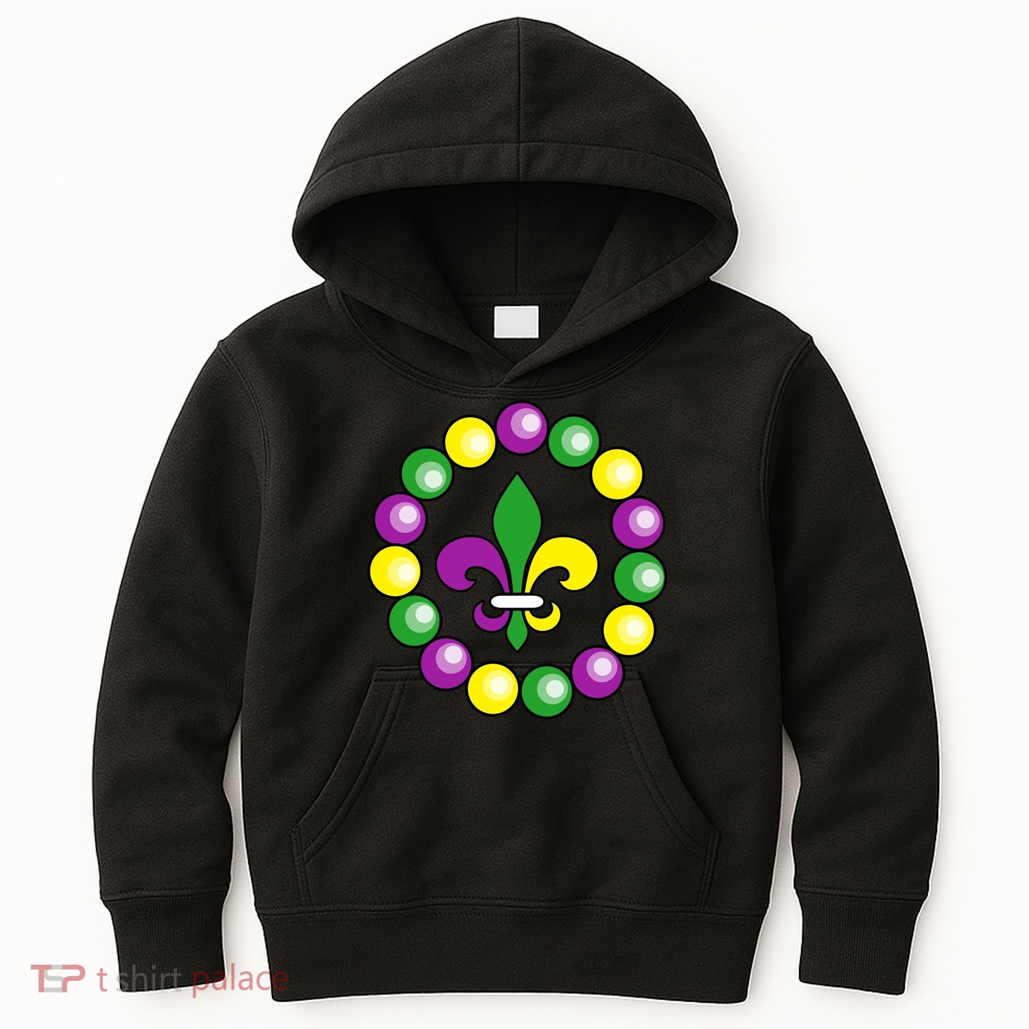 Mardi Gras Beads Kids Hoodie