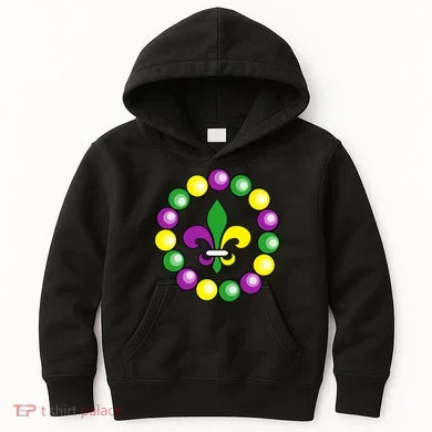 Mardi Gras Beads Kids Hoodie
