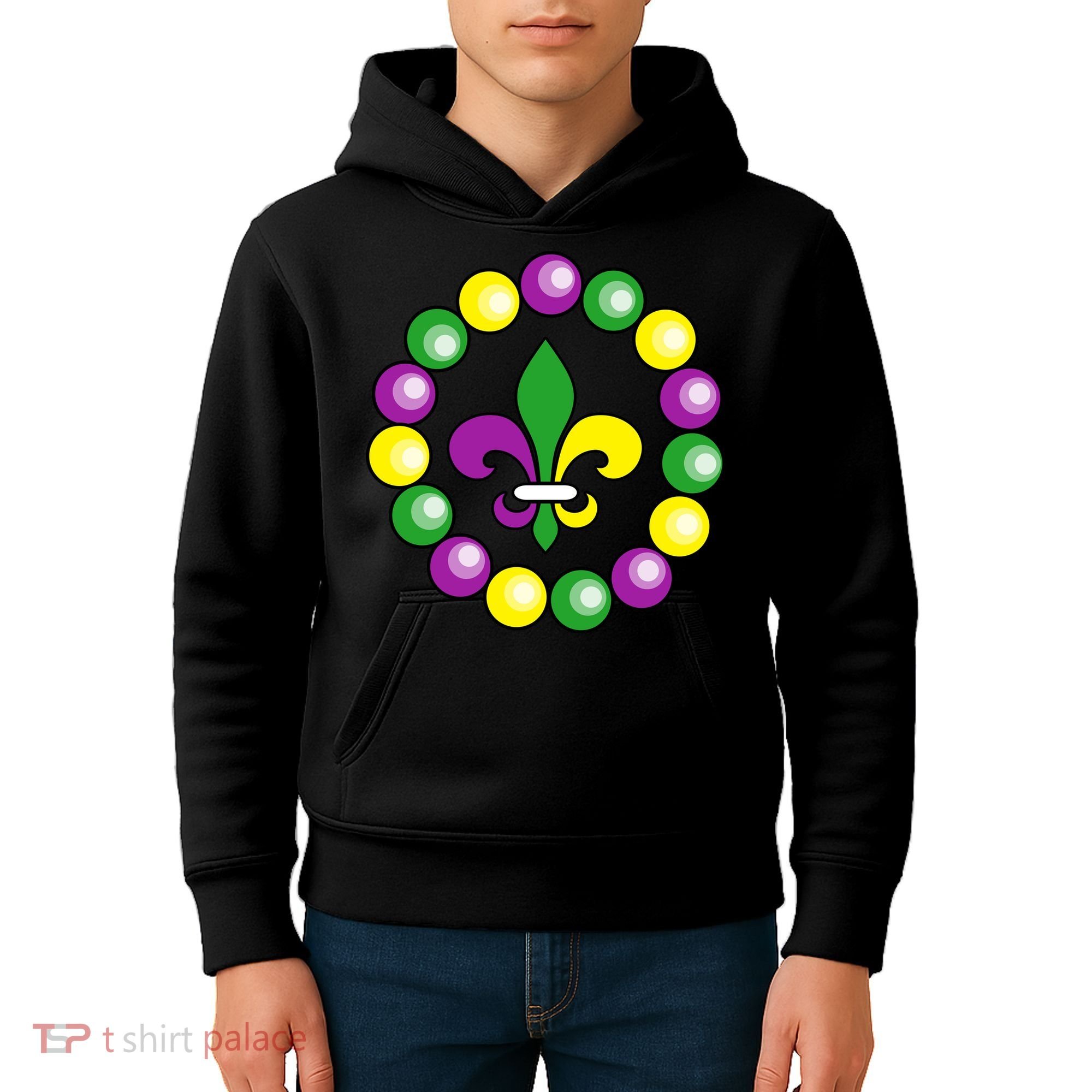 Mardi Gras Beads Kids Hoodie