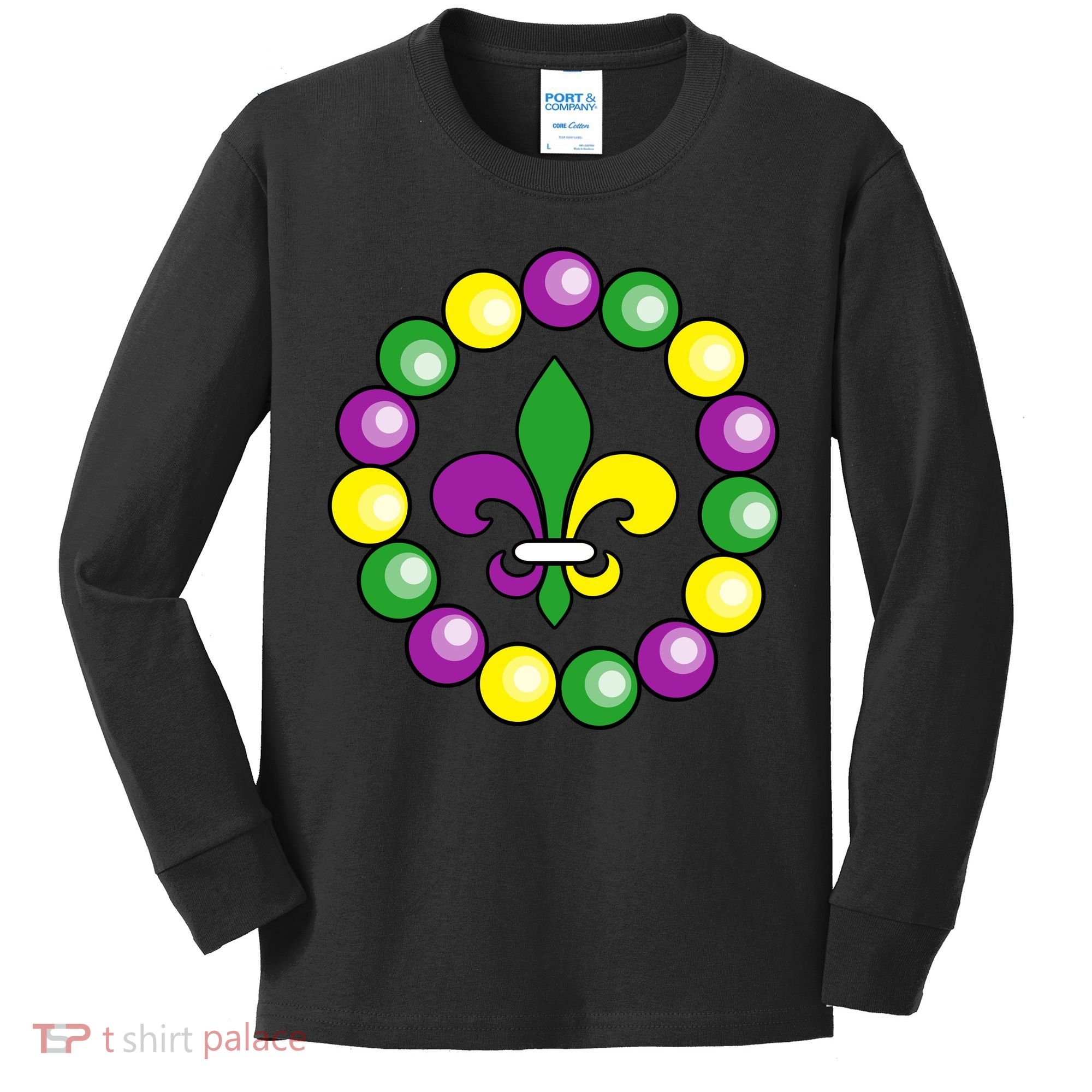 Mardi Gras Beads Kids Long Sleeve Shirt