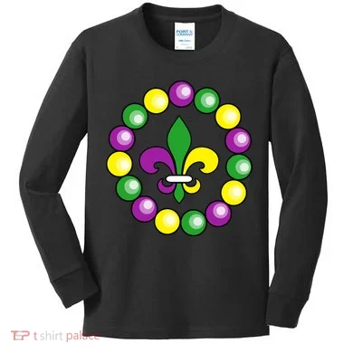 Mardi Gras Beads Kids Long Sleeve Shirt