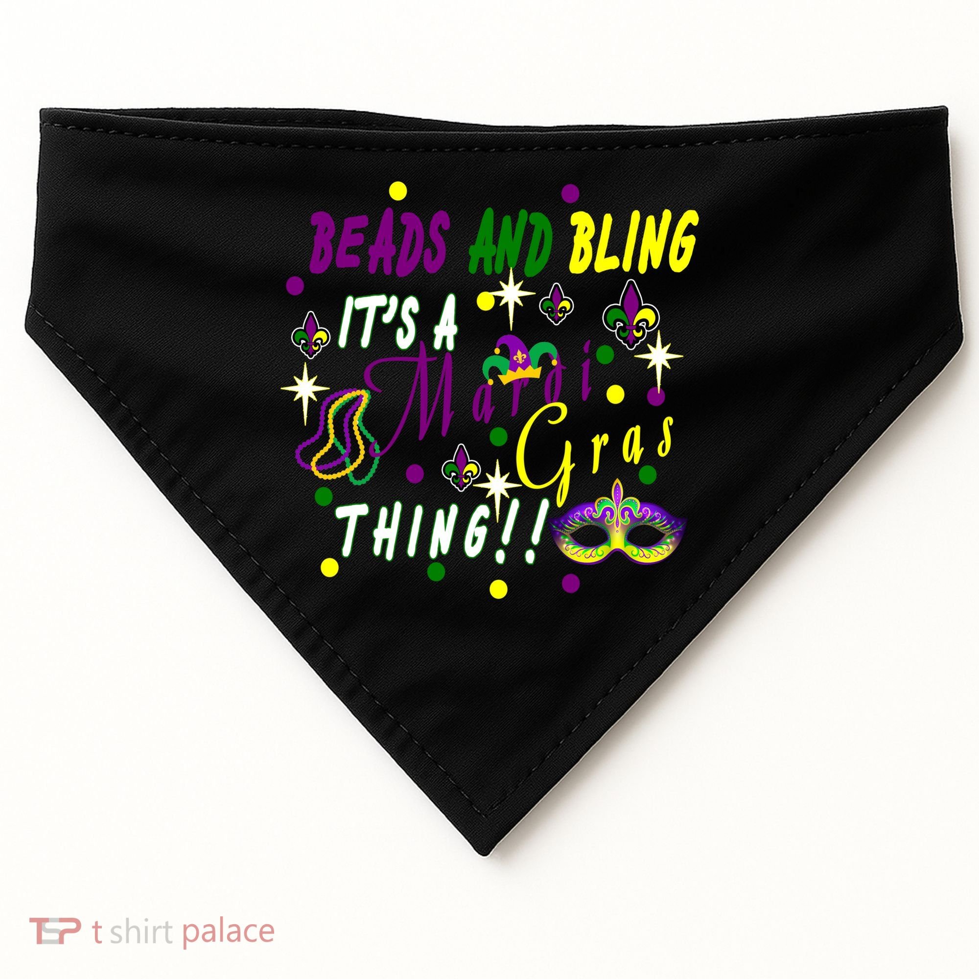Mardi Gras Beads And Bling Celebration USA-Made Doggie Bandana