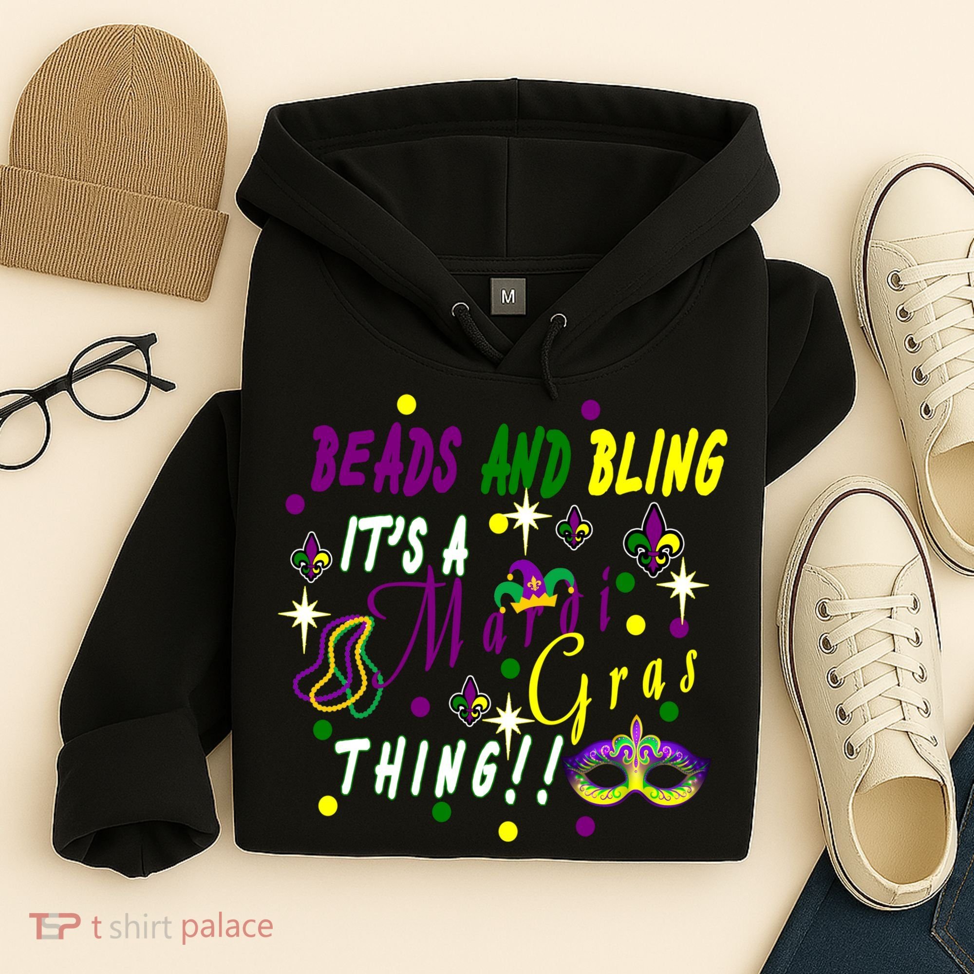 Mardi Gras Beads And Bling Celebration Hoodie