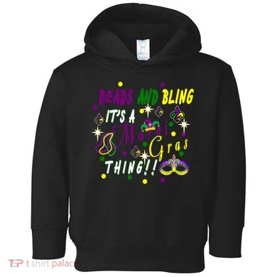 Mardi Gras Beads And Bling Celebration Toddler Hoodie