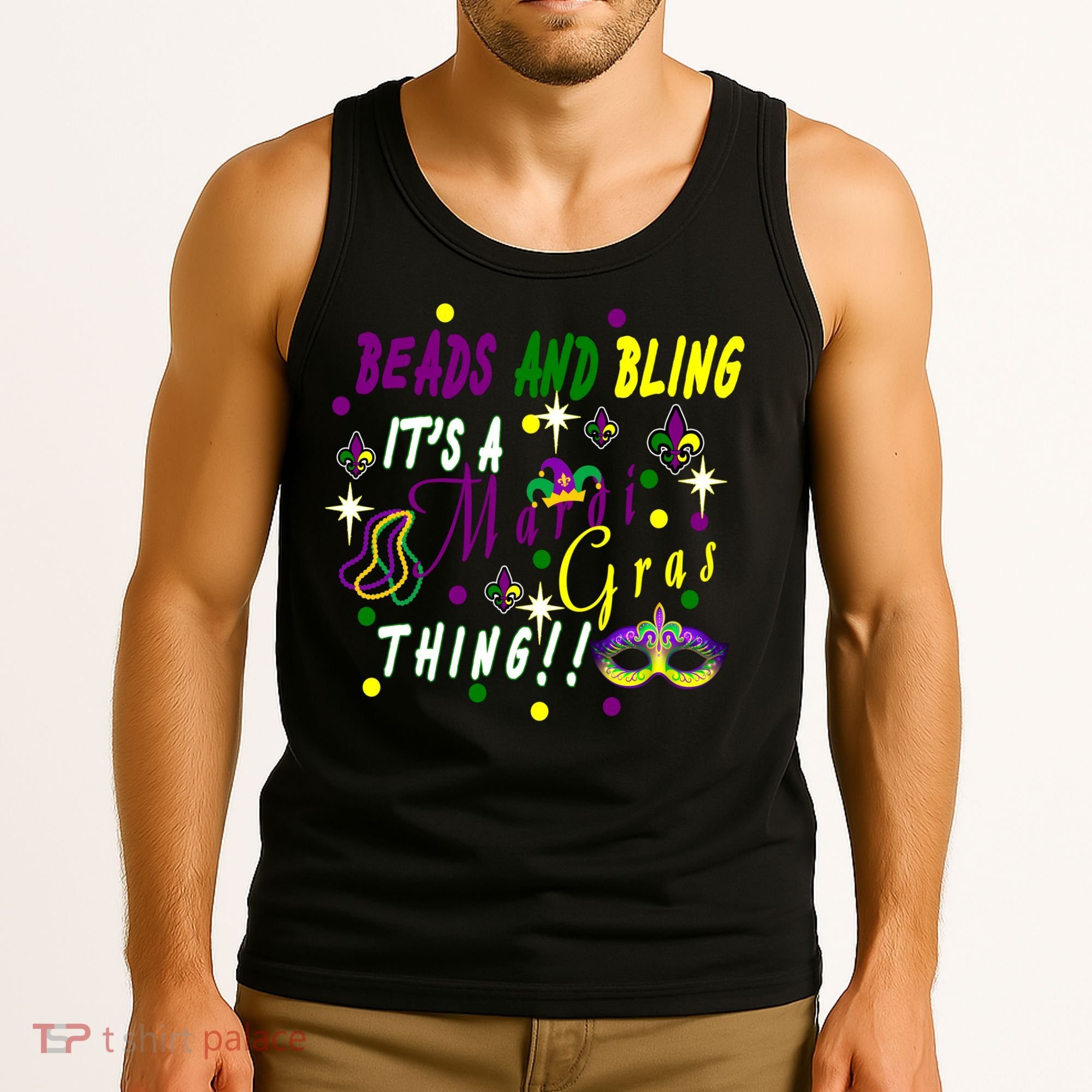 Mardi Gras Beads And Bling Celebration Tank Top