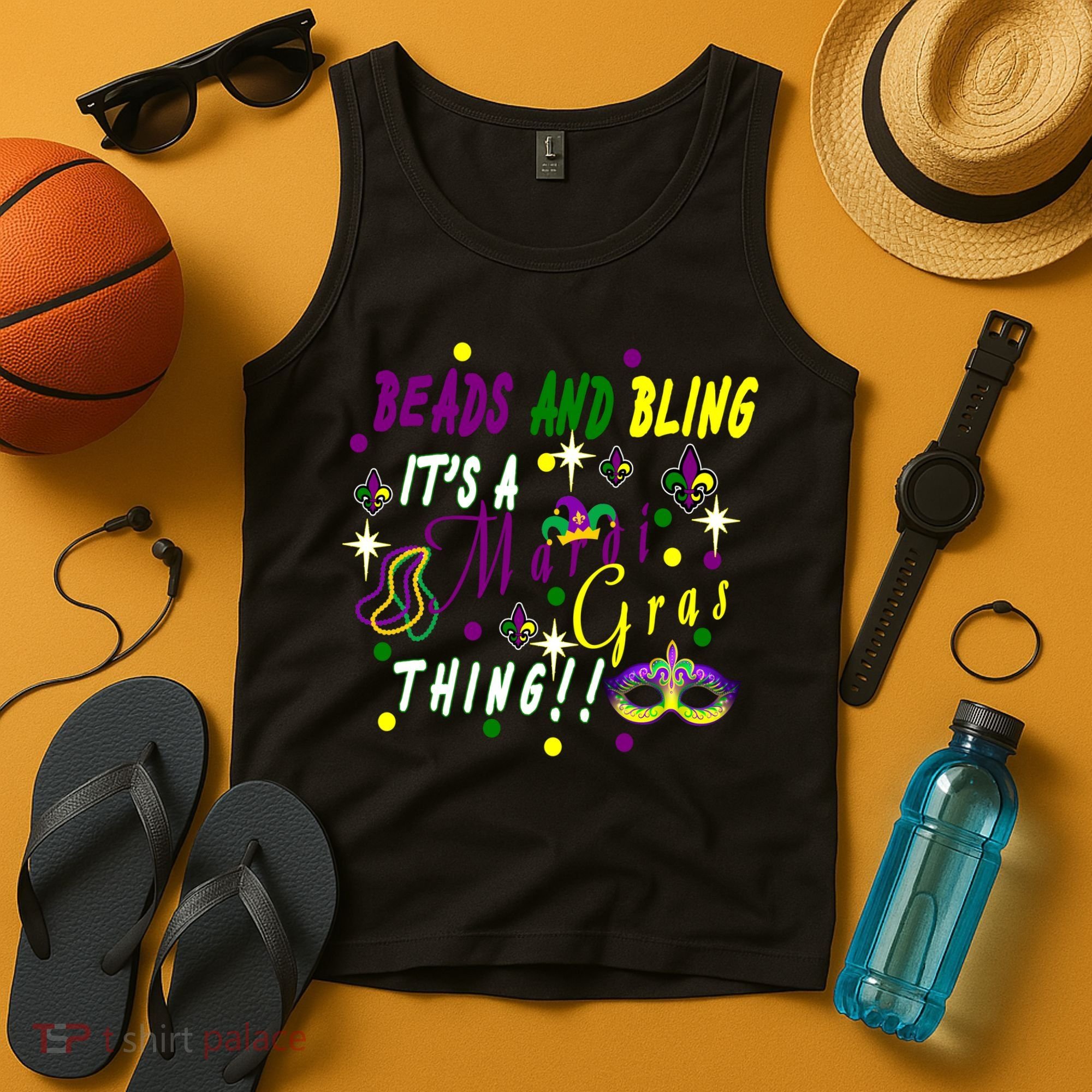 Mardi Gras Beads And Bling Celebration Tank Top