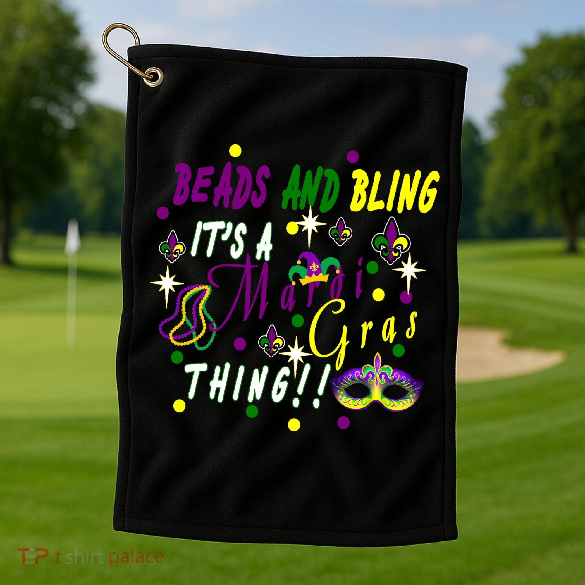 Mardi Gras Beads And Bling Celebration Golf Towel