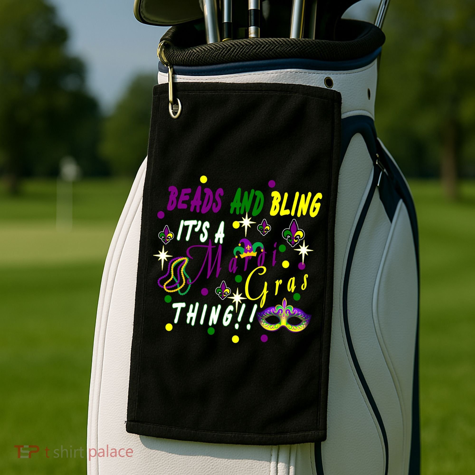 Mardi Gras Beads And Bling Celebration Golf Towel