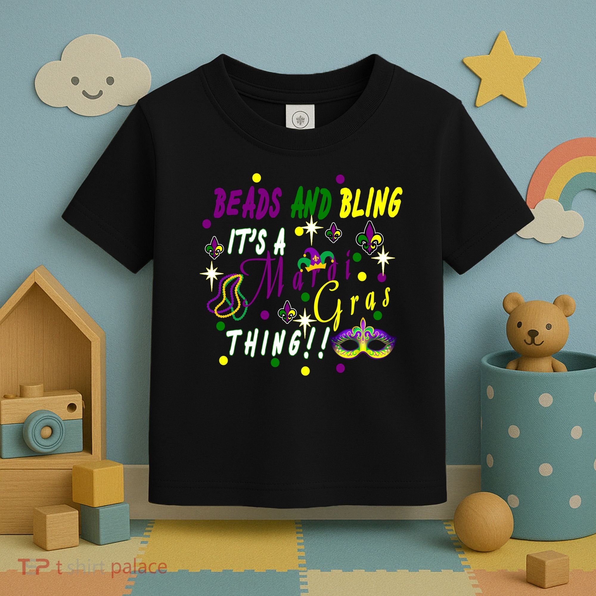 Mardi Gras Beads And Bling Celebration Toddler T-Shirt