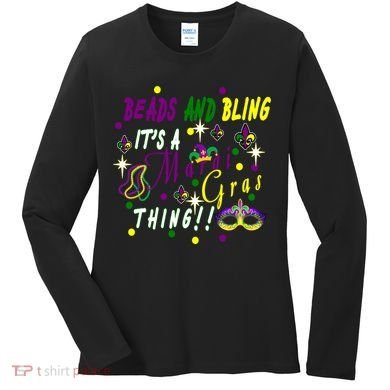 Mardi Gras Beads And Bling Celebration Women's Long Sleeve Shirt
