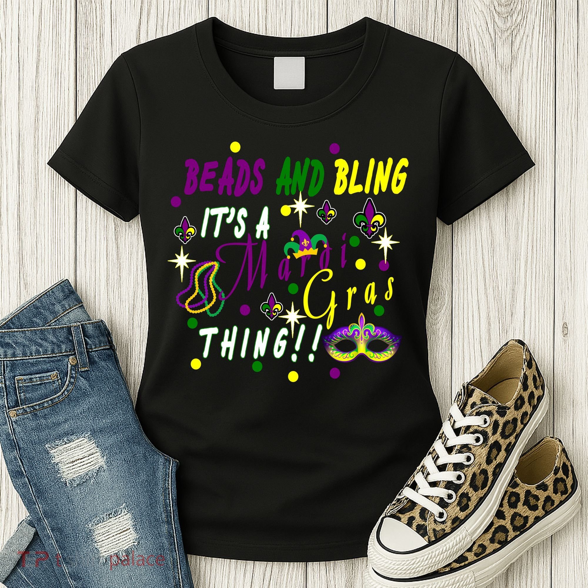 Mardi Gras Beads And Bling Celebration Women's T-Shirt