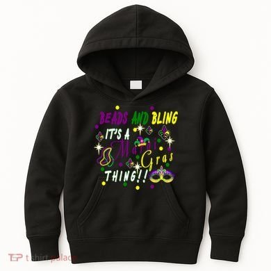 Mardi Gras Beads And Bling Celebration Kids Hoodie